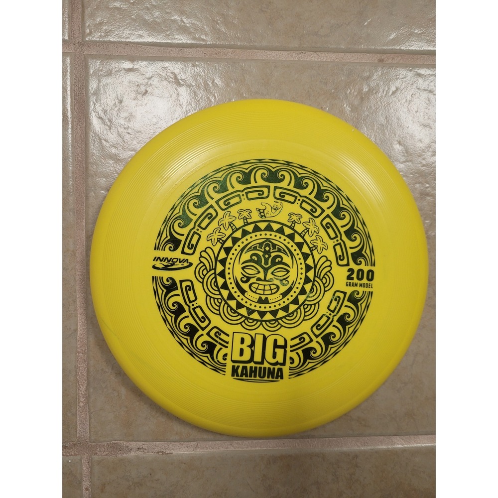 Big Kahuna Frisbee Heavy Weight Vintage Innova 200 Gram Yellow Hawaiian Inspired